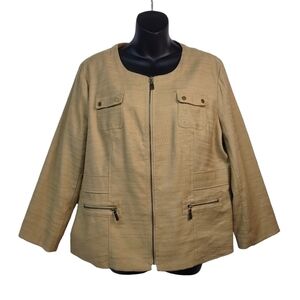 Dana Buchanan Women's Tan Full Zipper Blazer Jacket Size 16